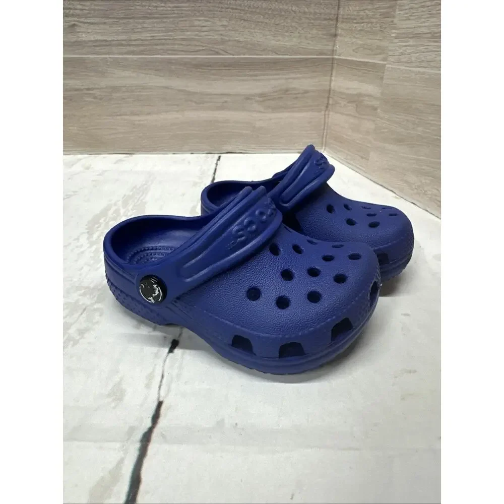 Crocs Classic Clog Baby Toddler SZ 2 3 Slip-On Blue Water Shoes Unisex My First